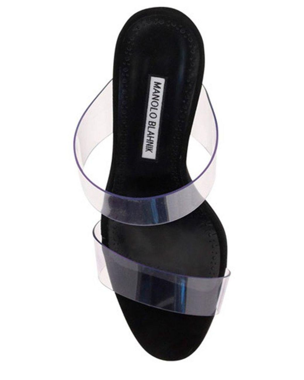 Manolo Blahnik Leather Scolto Open-toe Sandals in Black Womens Shoes Heels Sandal heels 