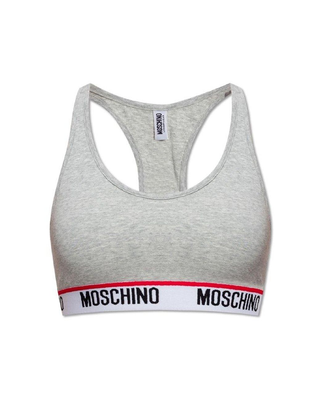 Moschino Logo Underband Sports Bra in Gray
