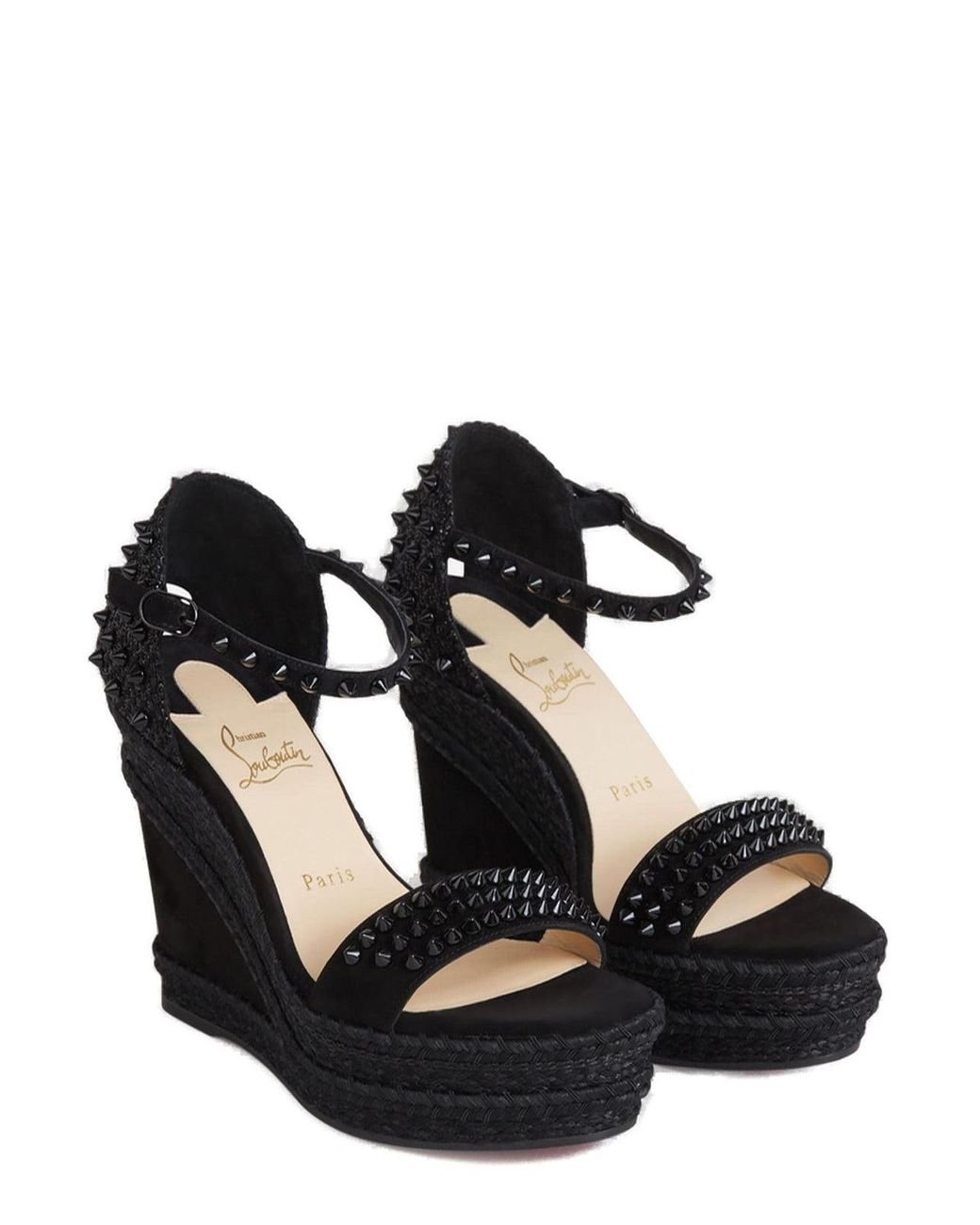 Black louboutin wedges best sale