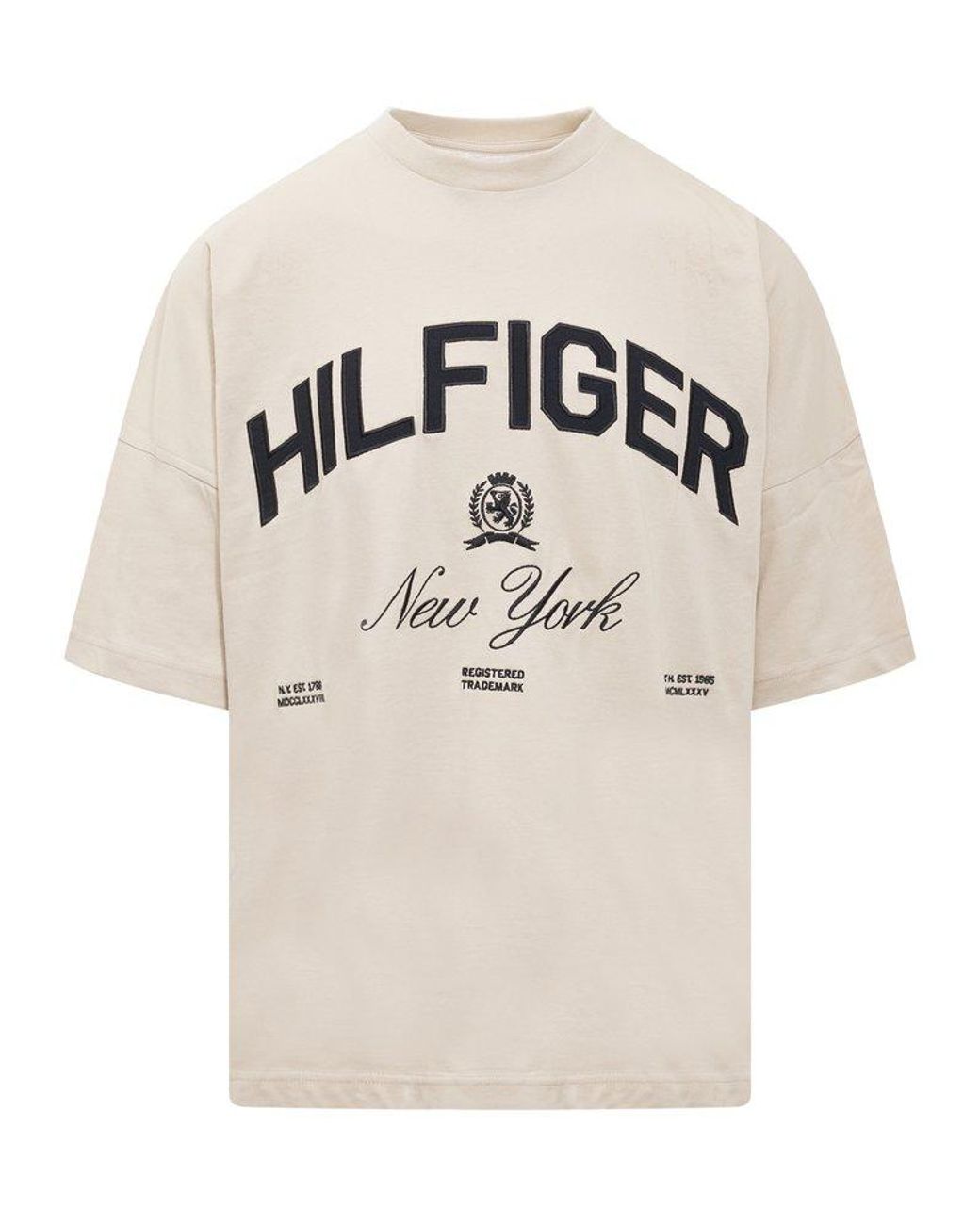 Tommy Hilfiger Crest Embroidered Logo T-shirt in Natural for Men | Lyst