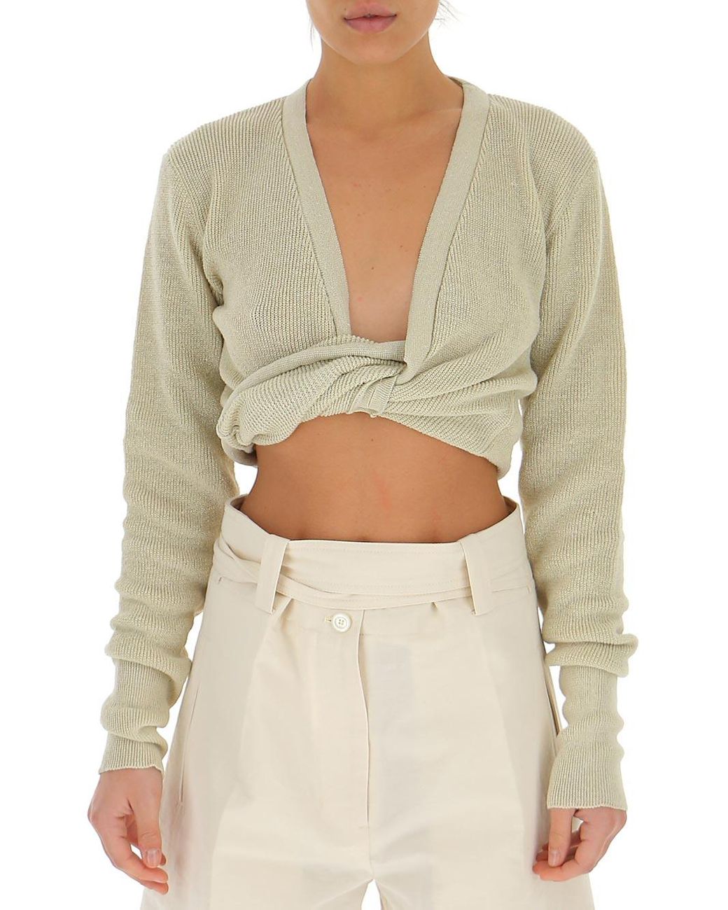 Jacquemus Le Gilet Noué Twisted Cropped Cardigan in Natural | Lyst