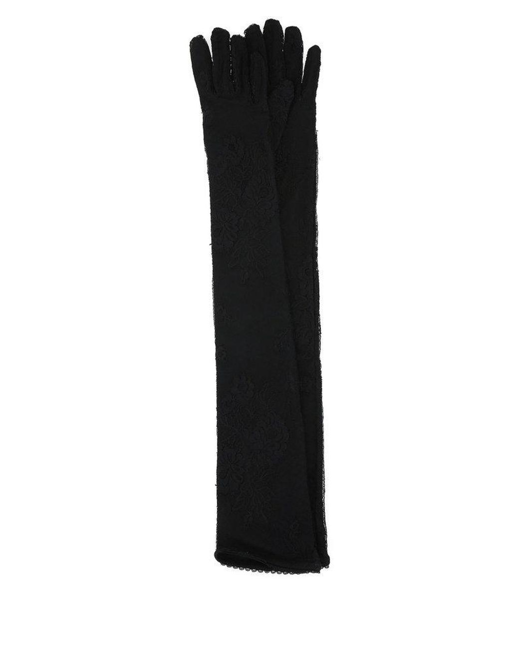 Balenciaga Long Stretch Lace Gloves in Black | Lyst