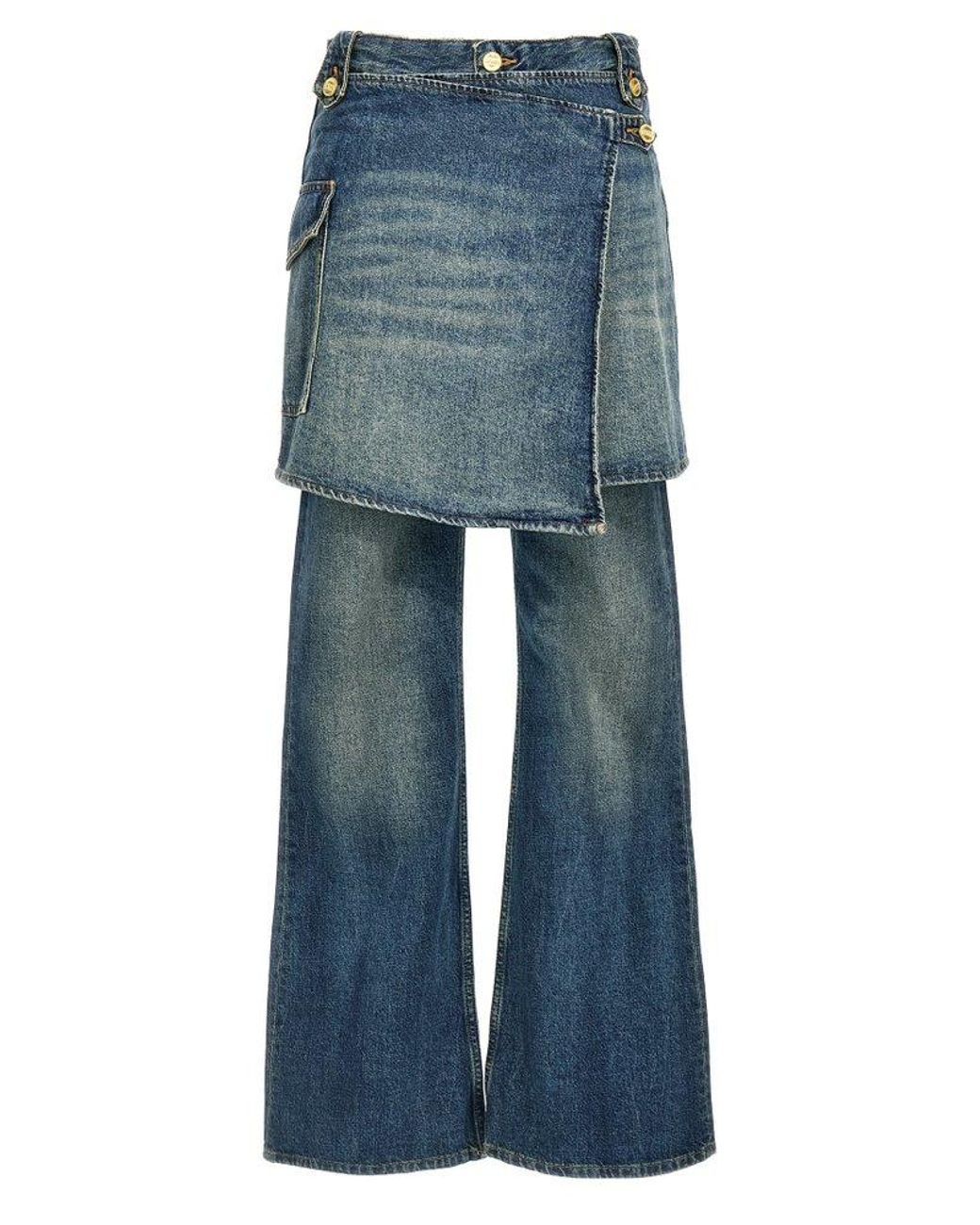 Ganni Washed Flared Skirt Jeans in Blue Lyst Canada
