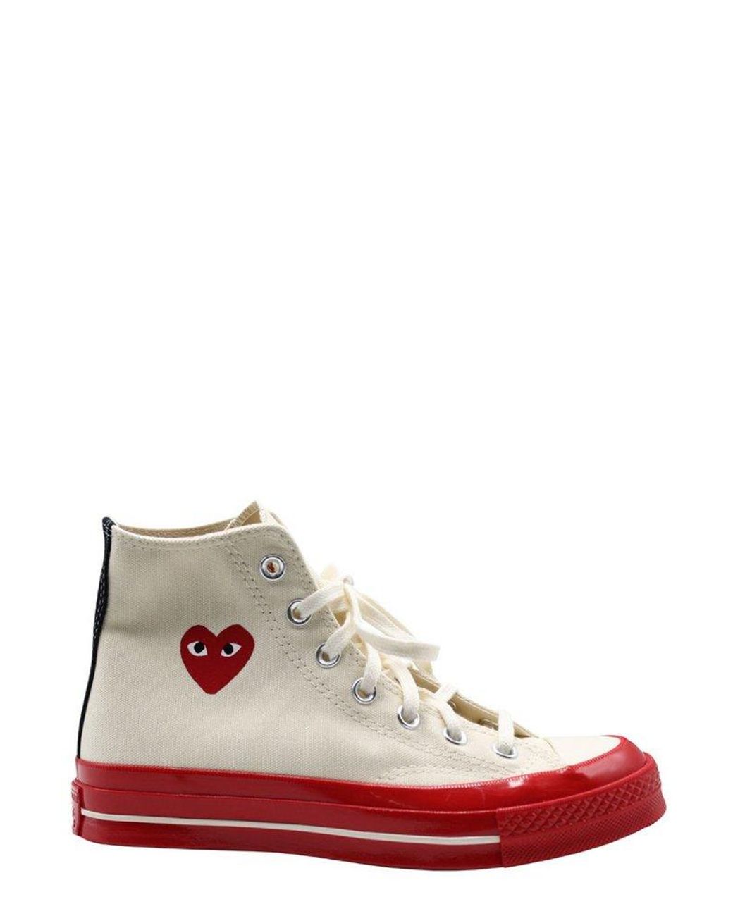 Converse X Comme Des Garçons Play Chuck 70 High Top Sneakers in Natural |  Lyst