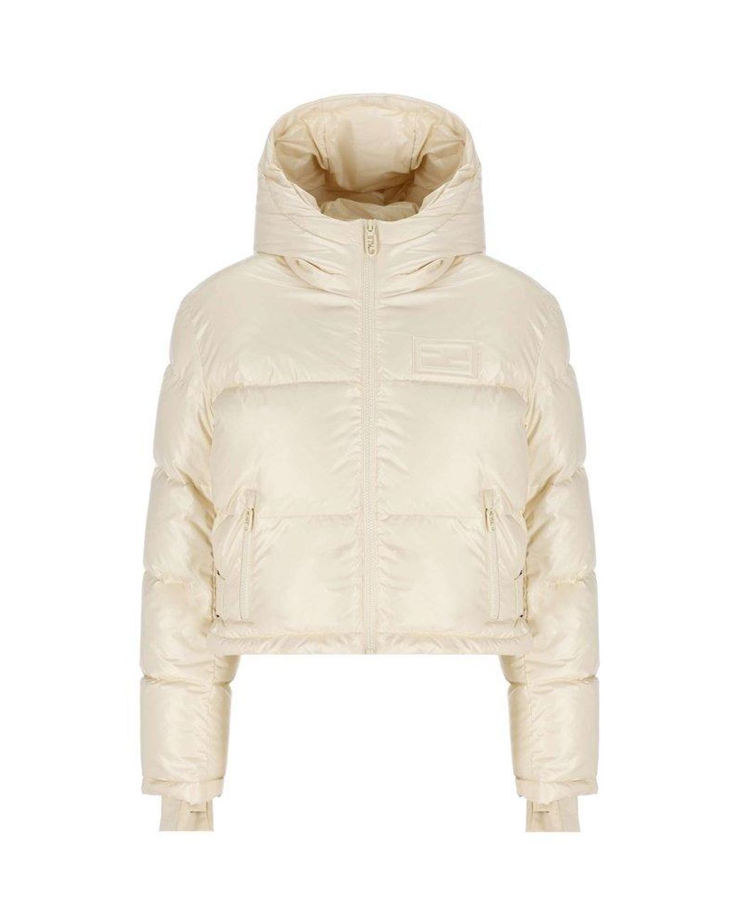 Fendi Cropped Zip-up Padded Jacket in White | Lyst