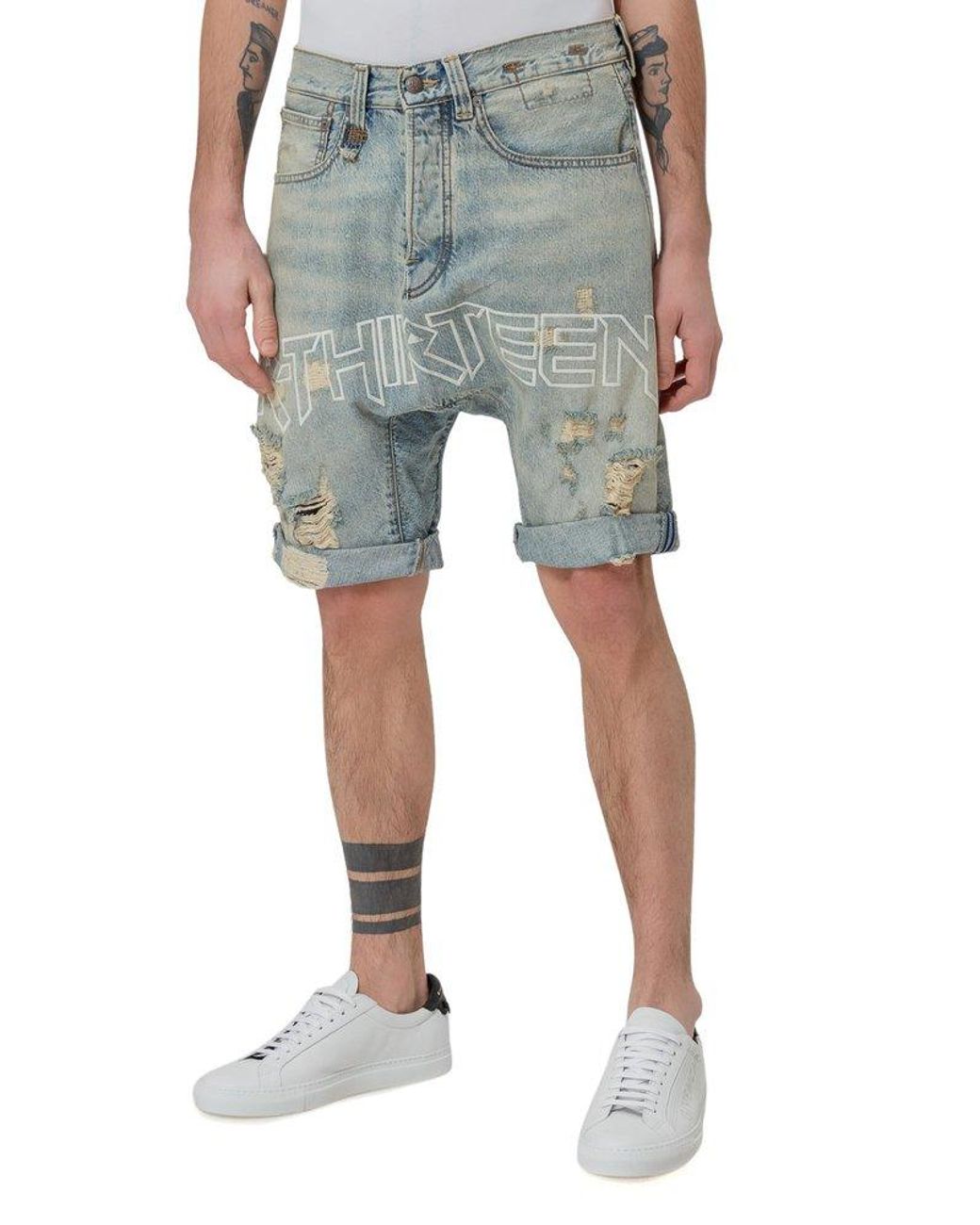 white distressed jean shorts mens