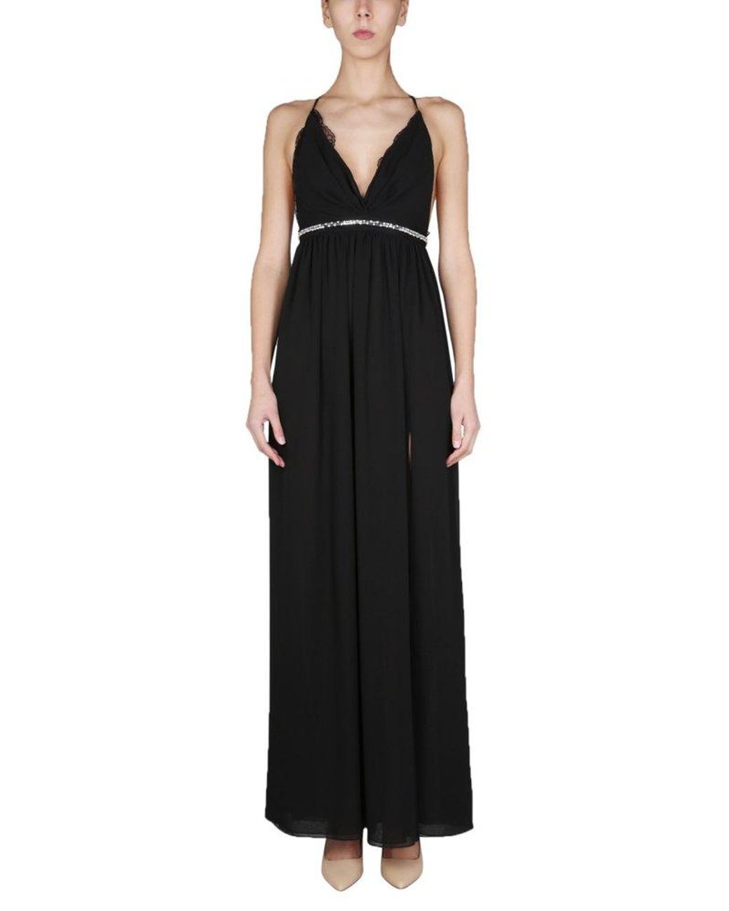 Anna Molinari Embellished Lace-detailed Maxi Dress in Black | Lyst