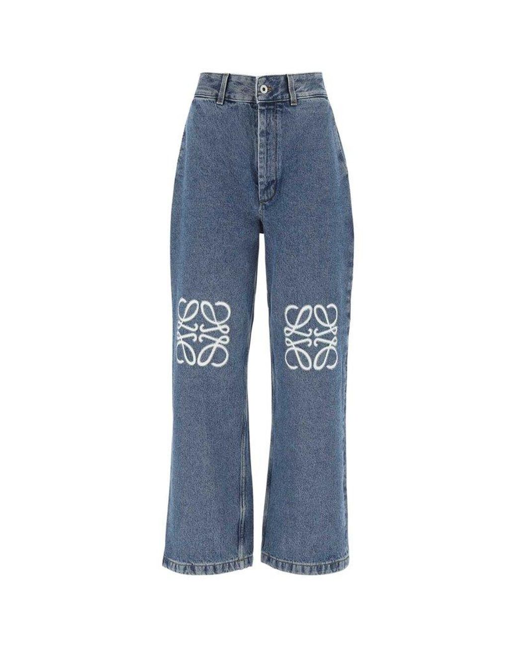 Loewe Logo Embroidered Straight Leg Jeans in Blue | Lyst