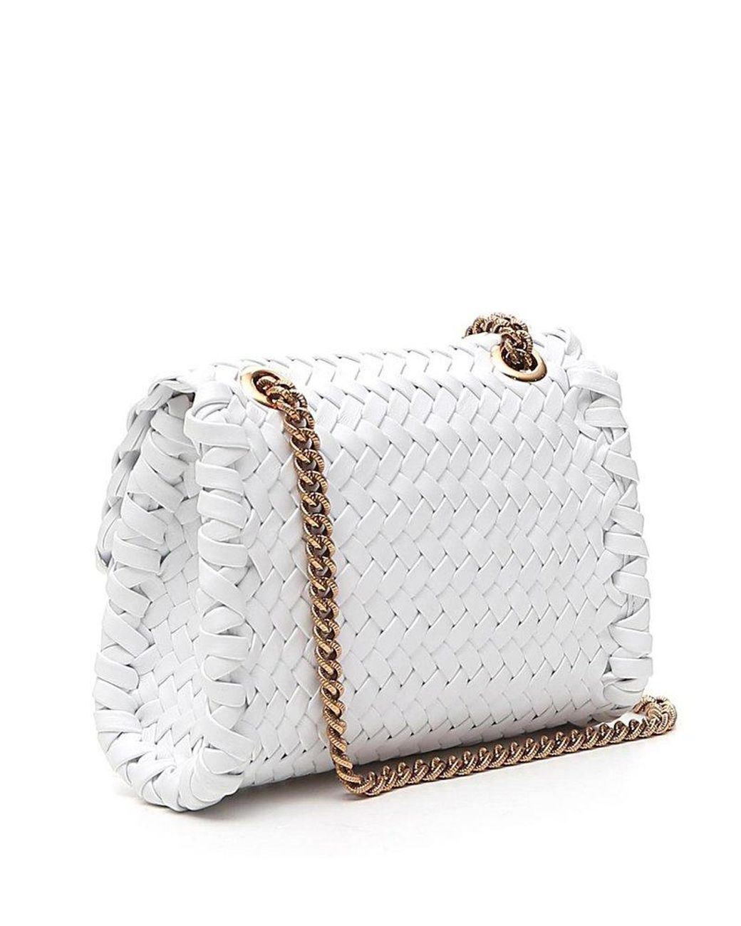 Dolce & Gabbana Devotion Woven Small Shoulder Bag in White | Lyst