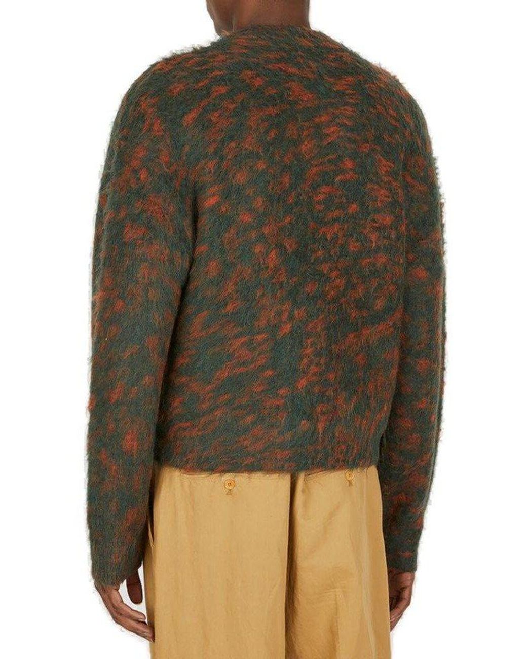 Acne Studios Zippered Crewneck Cardigan in Green for Men Lyst