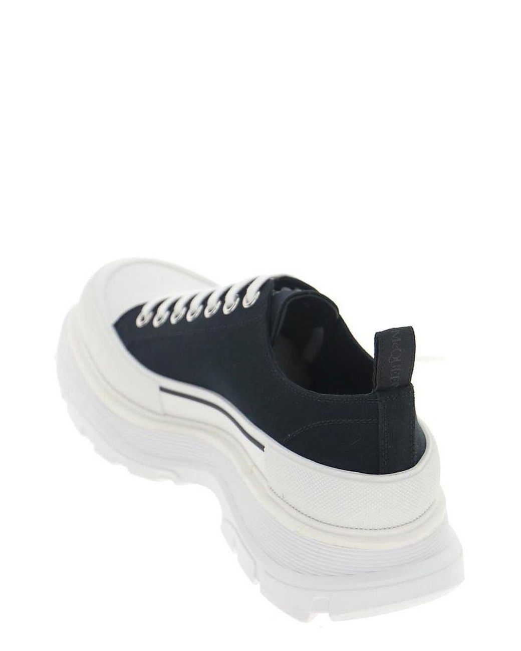 Alexander McQueen Tread Slick Cotton Sneakers in White/Black 