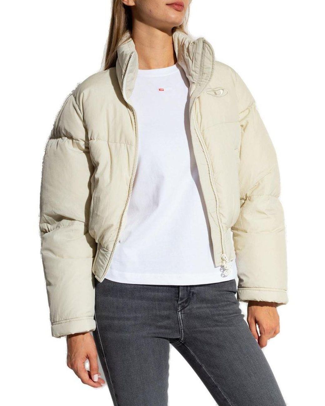 DIESEL W-peyton-short Puffer Jacket in White | Lyst