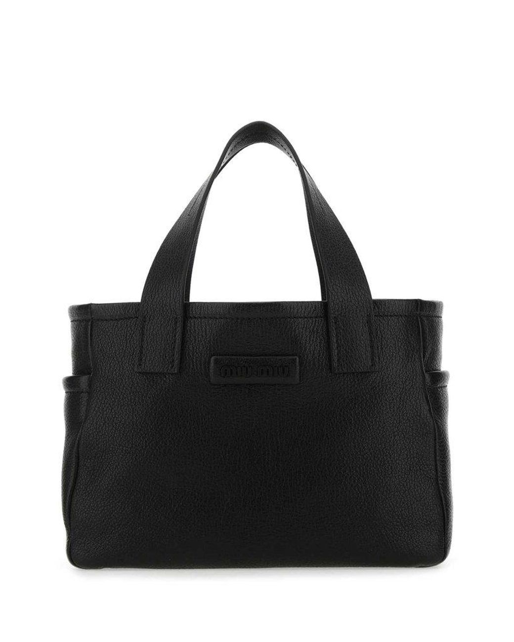 Miu Miu Logo Detailed Tote Bag in Black Lyst