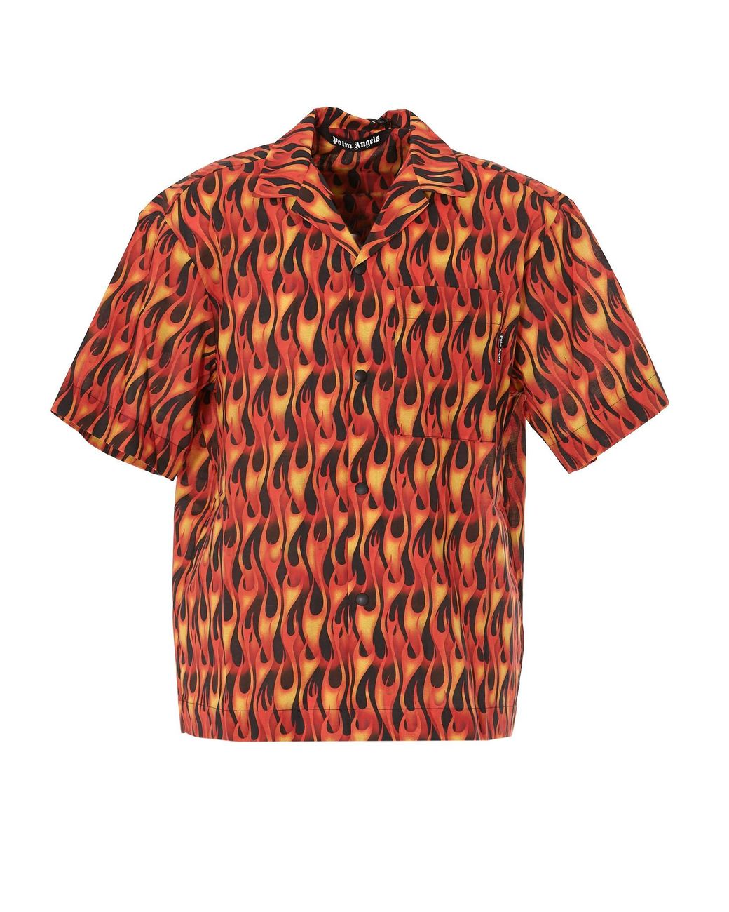 Palm Angels Cotton Flame Printed Shirt in Orange for Men - Lyst