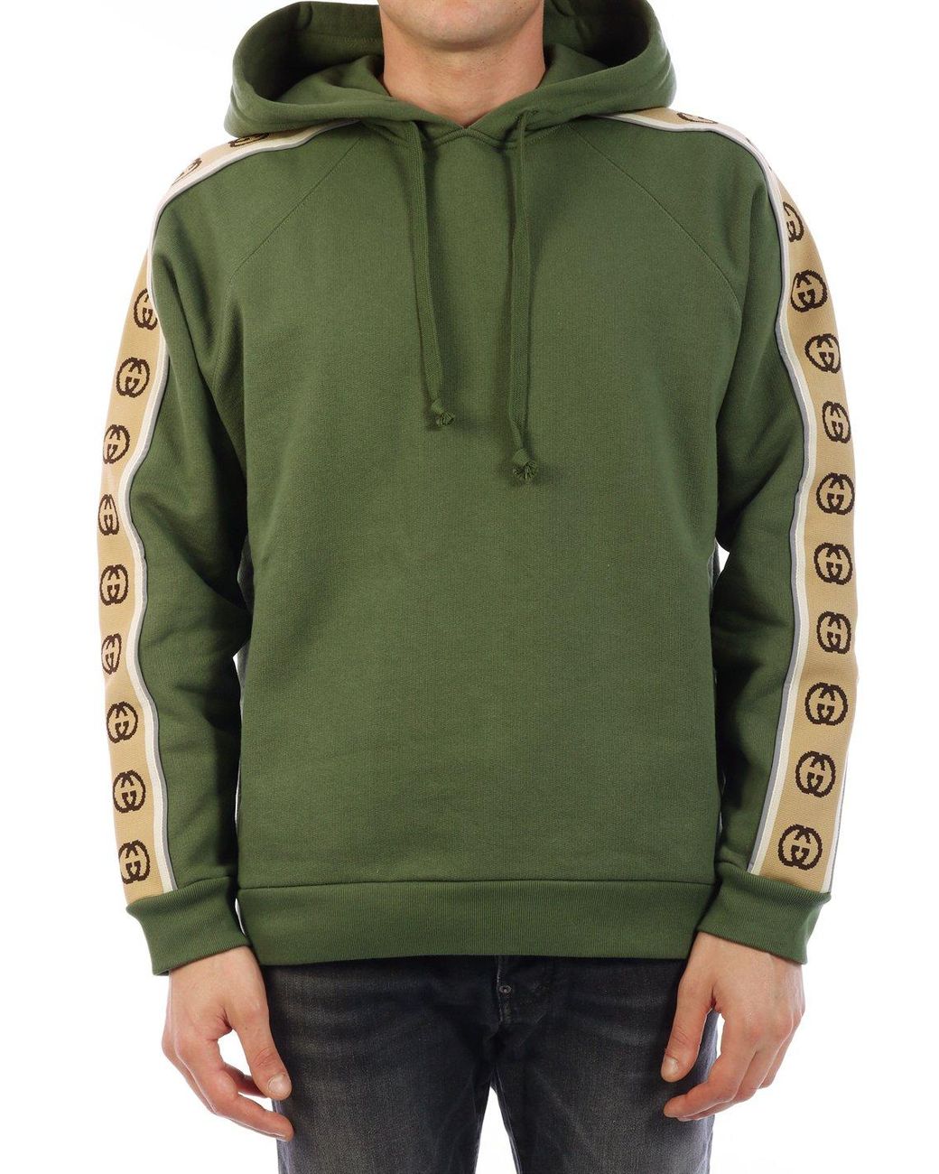 Gucci Cotton Jersey Hooded Sweatshirt in Green for Men | Lyst