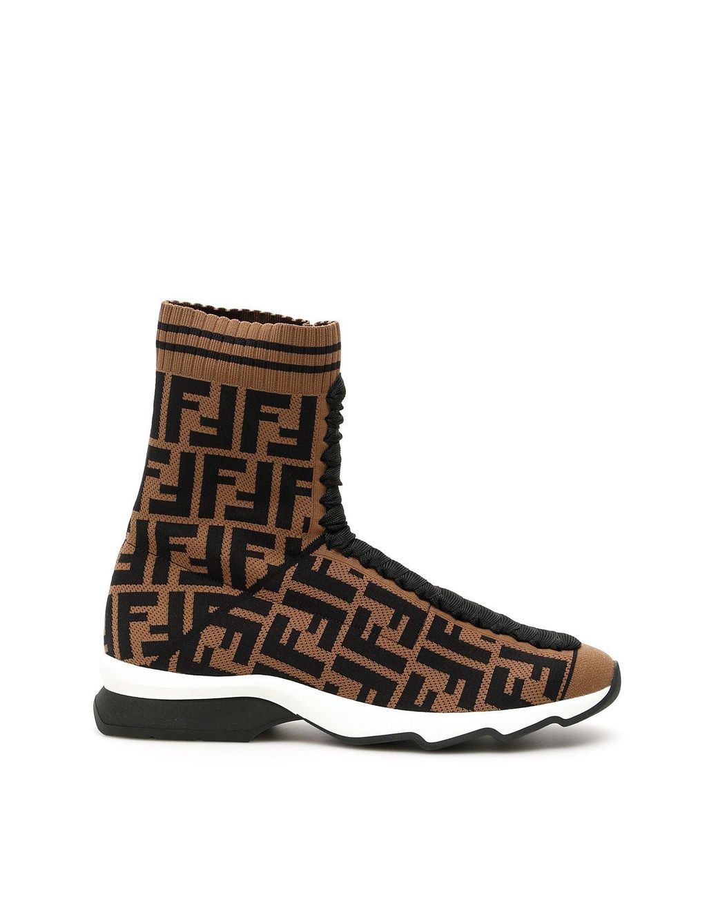 Fendi Rockoko Sock Trainers in Brown Lyst UK