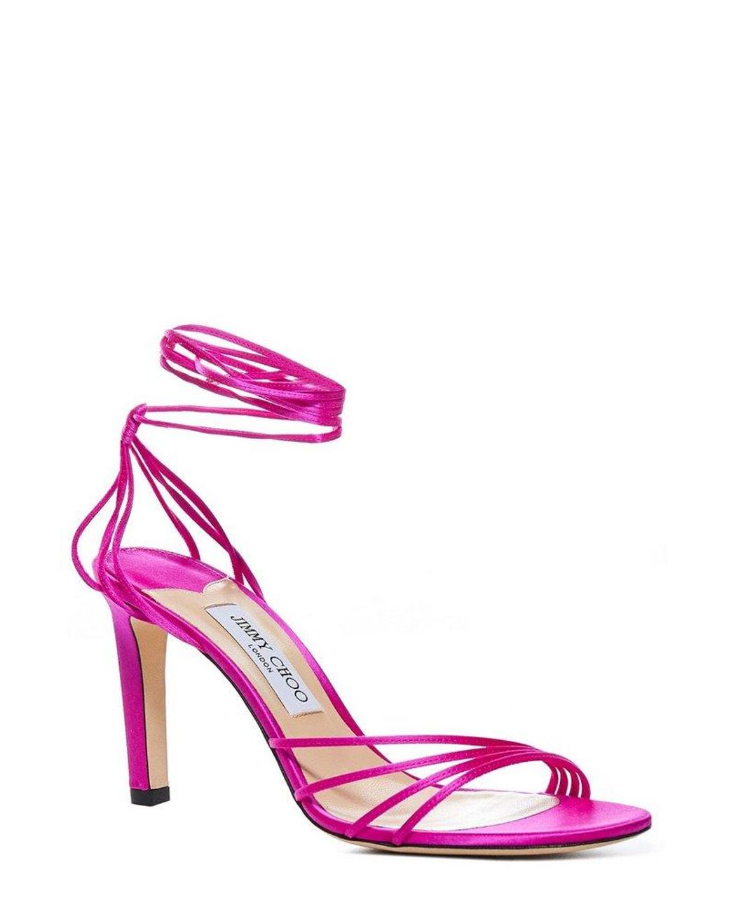 Jimmy Choo Lace-up Heeled Sandals in Pink | Lyst