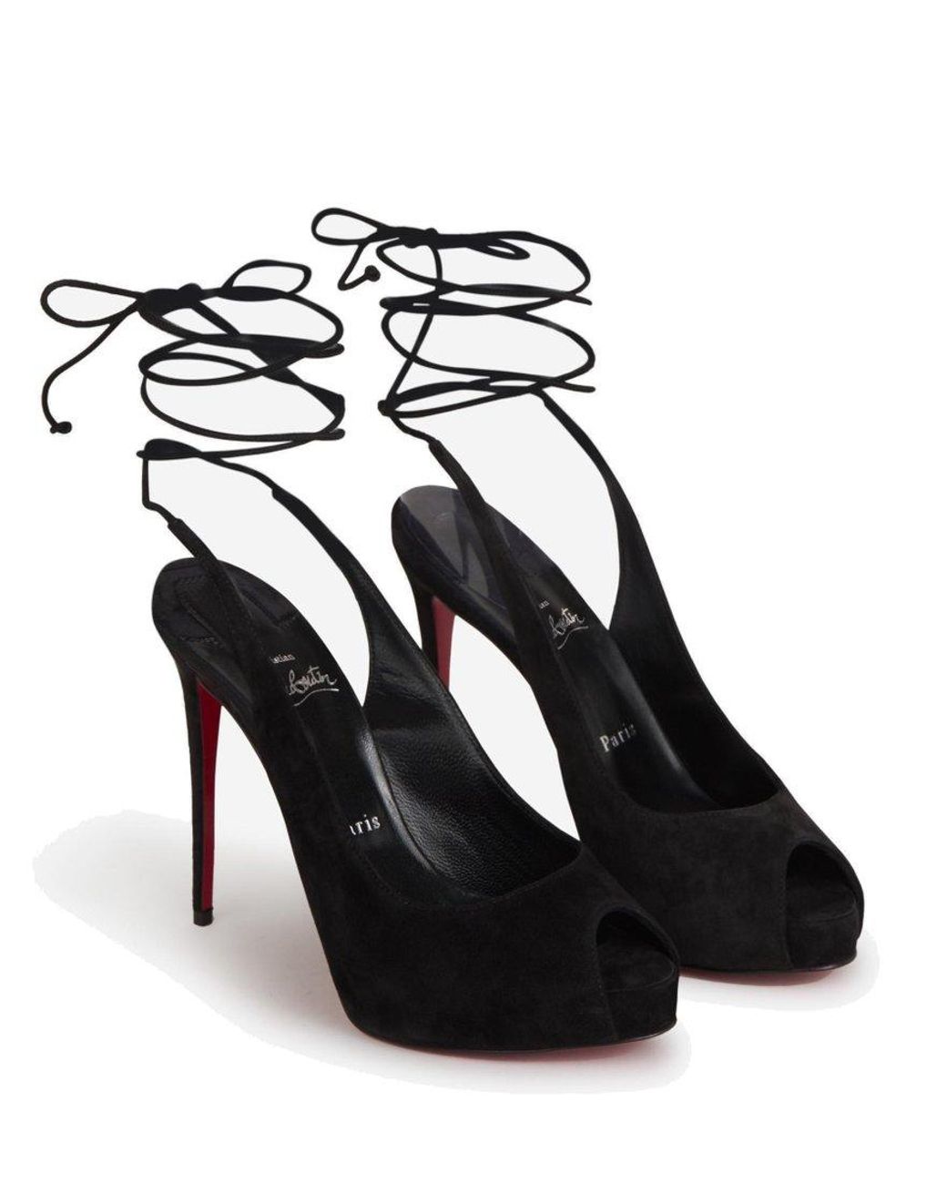 Black Lace Peep-Toe Shoes for Women