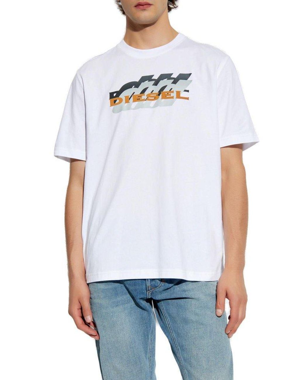関税込【DIESEL】T Adjust K5 short sleeve T-shirt/White/ロゴ DIESEL T-Shirt 'T-Adjust-K5' in White for Men | Lyst