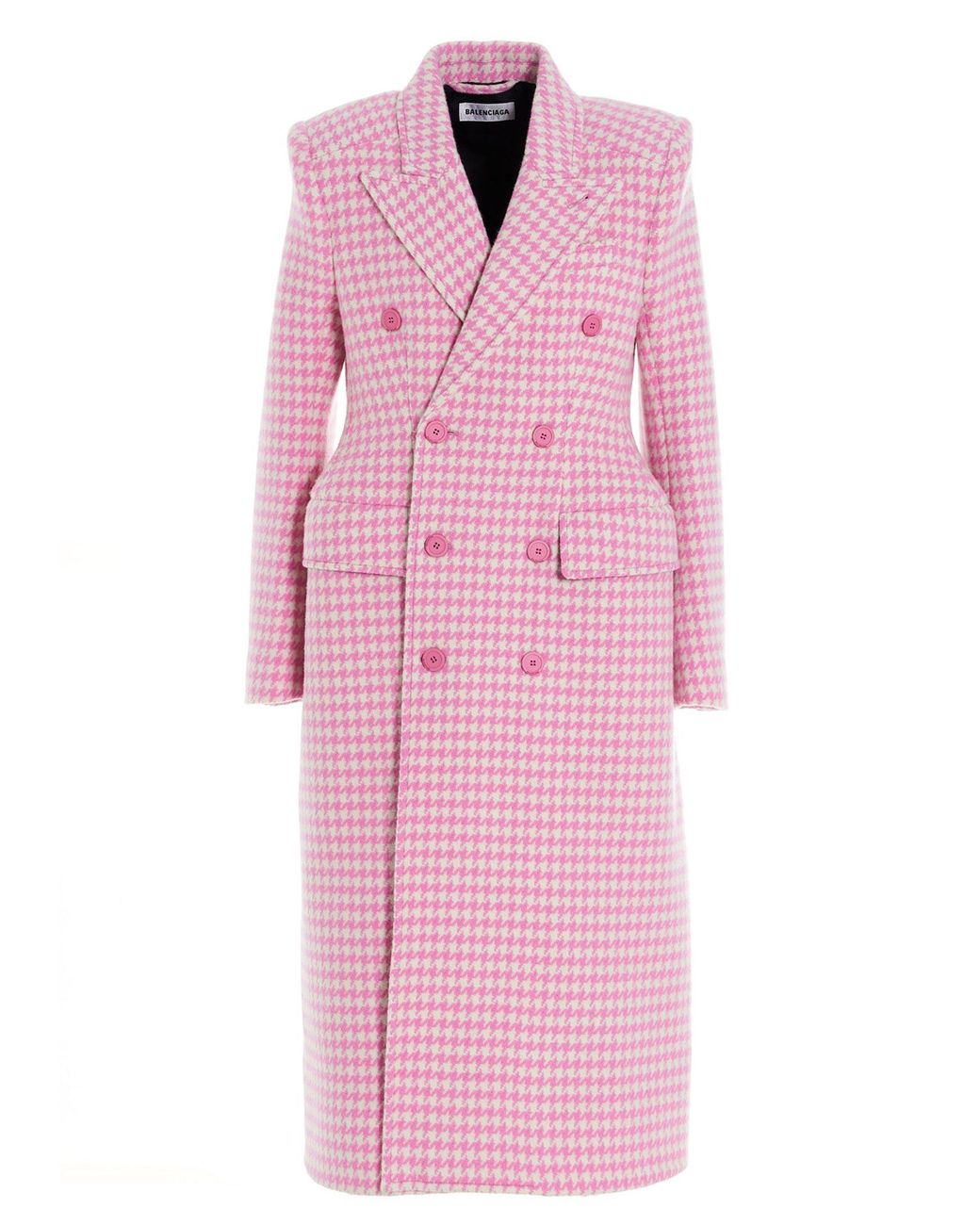 Balenciaga Hourglass Houndstooth Wool Coat in Pink | Lyst Canada Balenciaga Hourglass Houndstooth Wool Coat in Pink | Lyst Canada