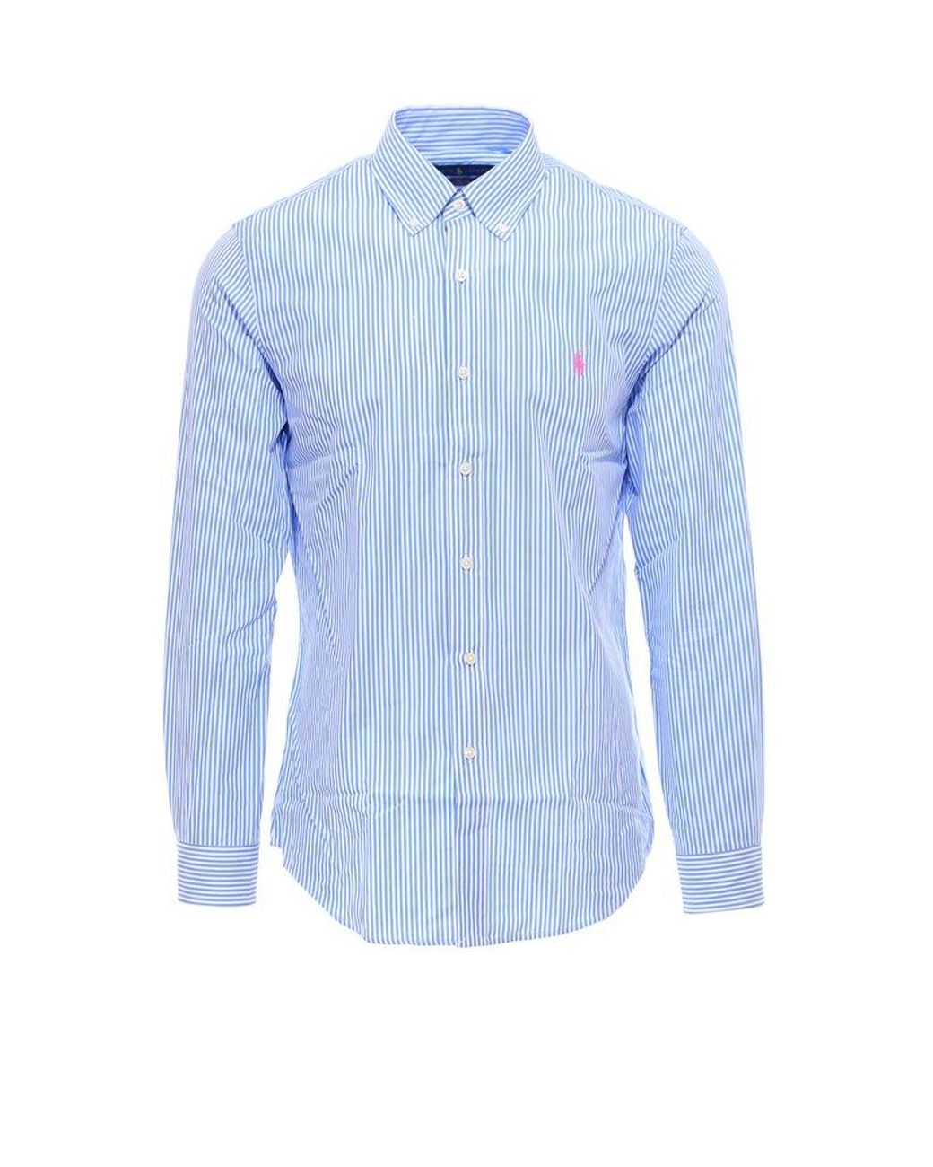 Polo Ralph Lauren Cotton Striped Logo Crest Shirt in Blue for Men | Lyst UK