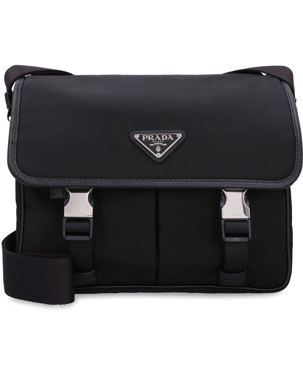 Prada Re-nylon Messenger Bag in Black for Men | Lyst