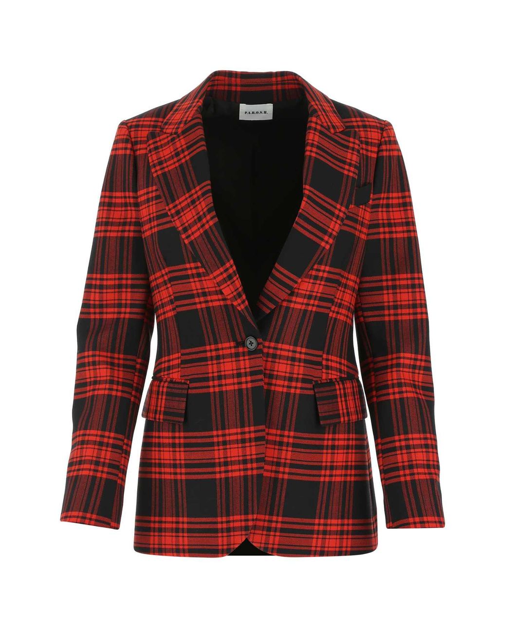 red tartan blazer