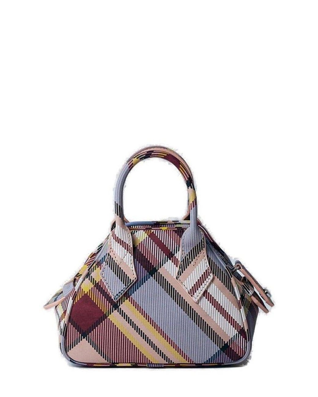 Vivienne Westwood Mini Yasmine Checked Tote Bag in Blue | Lyst