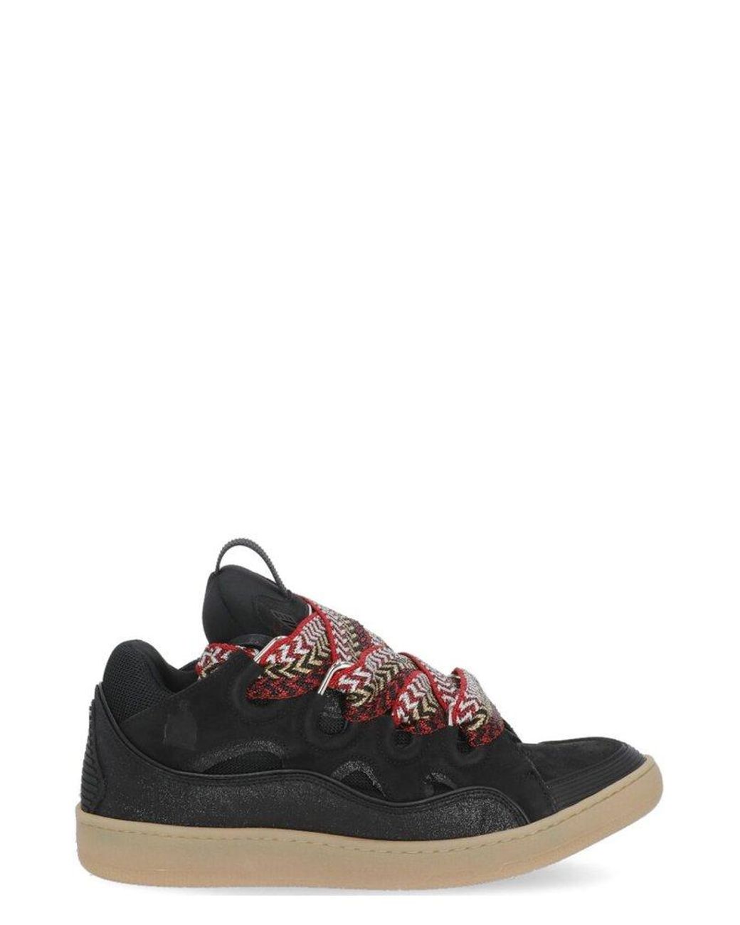 Lanvin Glitter Woven Laceup Sneakers in Black Lyst