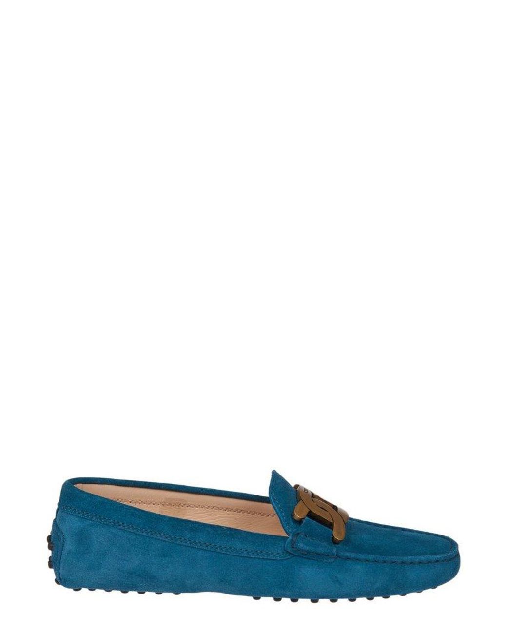 Tod's Kate Gommino Chainlink Plaque Loafers in Blue | Lyst
