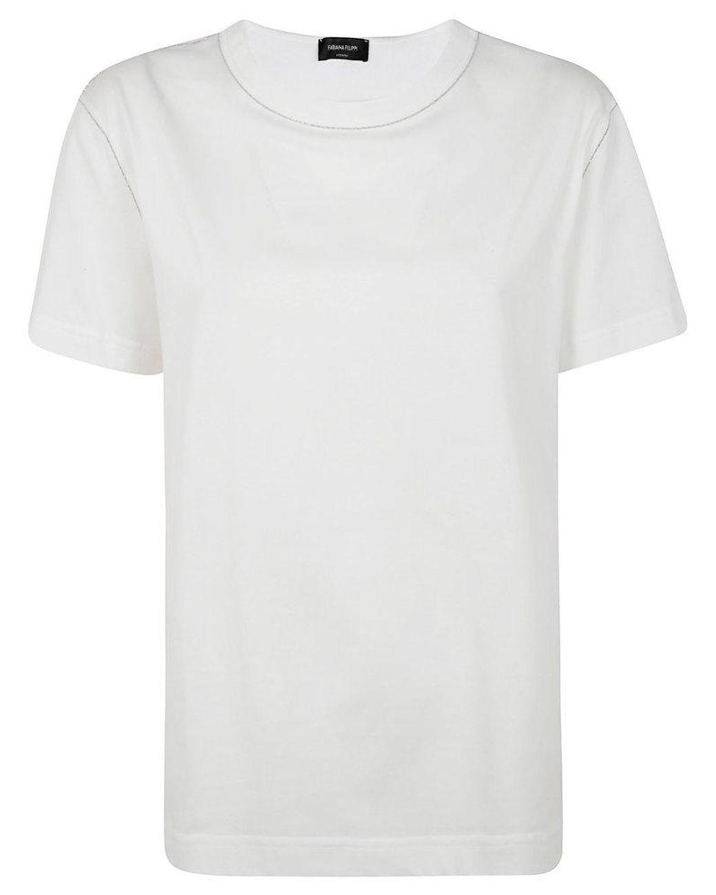 Tシャツ・カットソー FABIANA FILIPPI Filo Diamante T-shirt White FABIANA FILIPPI Filo Diamante-Trim Jersey T-Shirt | Neiman