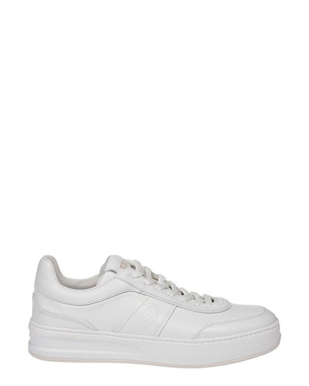 Tod's Logo Embossed Lace-up Sneakers in White for Men | Lyst