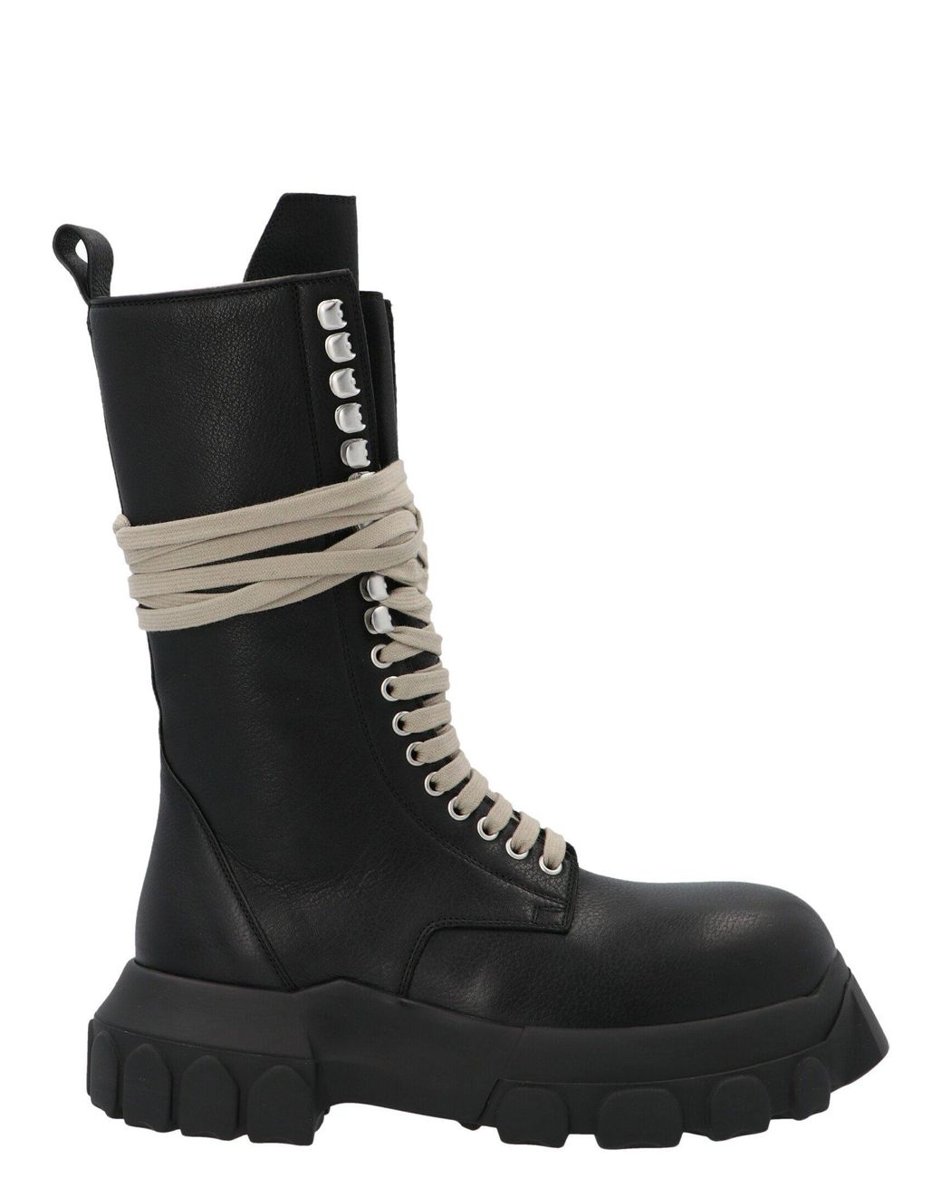 Rick Owens Leather Phlegethon Lace-up Bozo Tractor Boots in Black - Lyst