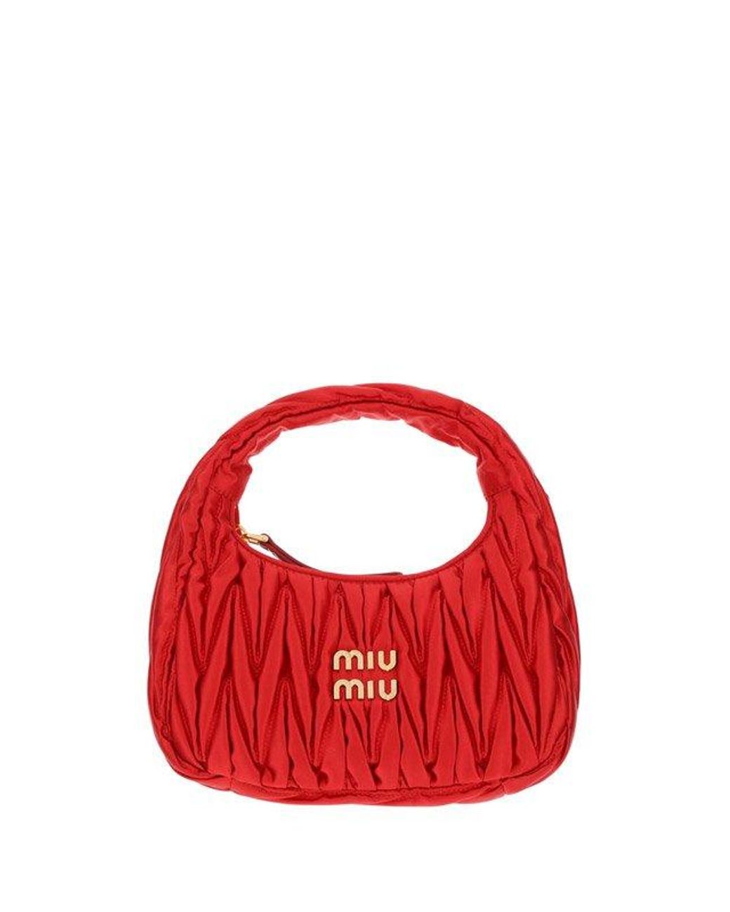 Miu Miu Wander Matelassé Zipped Mini Tote Bag in Red | Lyst
