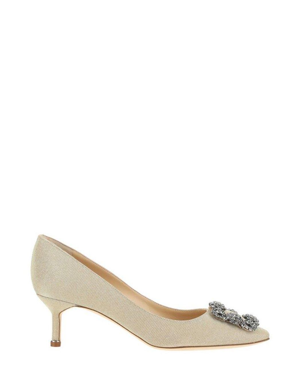 Manolo Blahnik Leather Manolo Balhnik Hangisi Pointed-toe Pumps in Gold ...