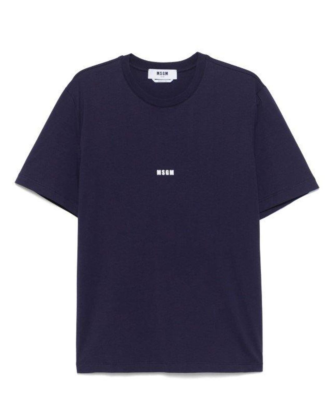 MSGM Logo Printed Crew Neck Tシャツ MSGM Logo-Printed Crew Neck T-Shirt in Blue for Men | Lyst