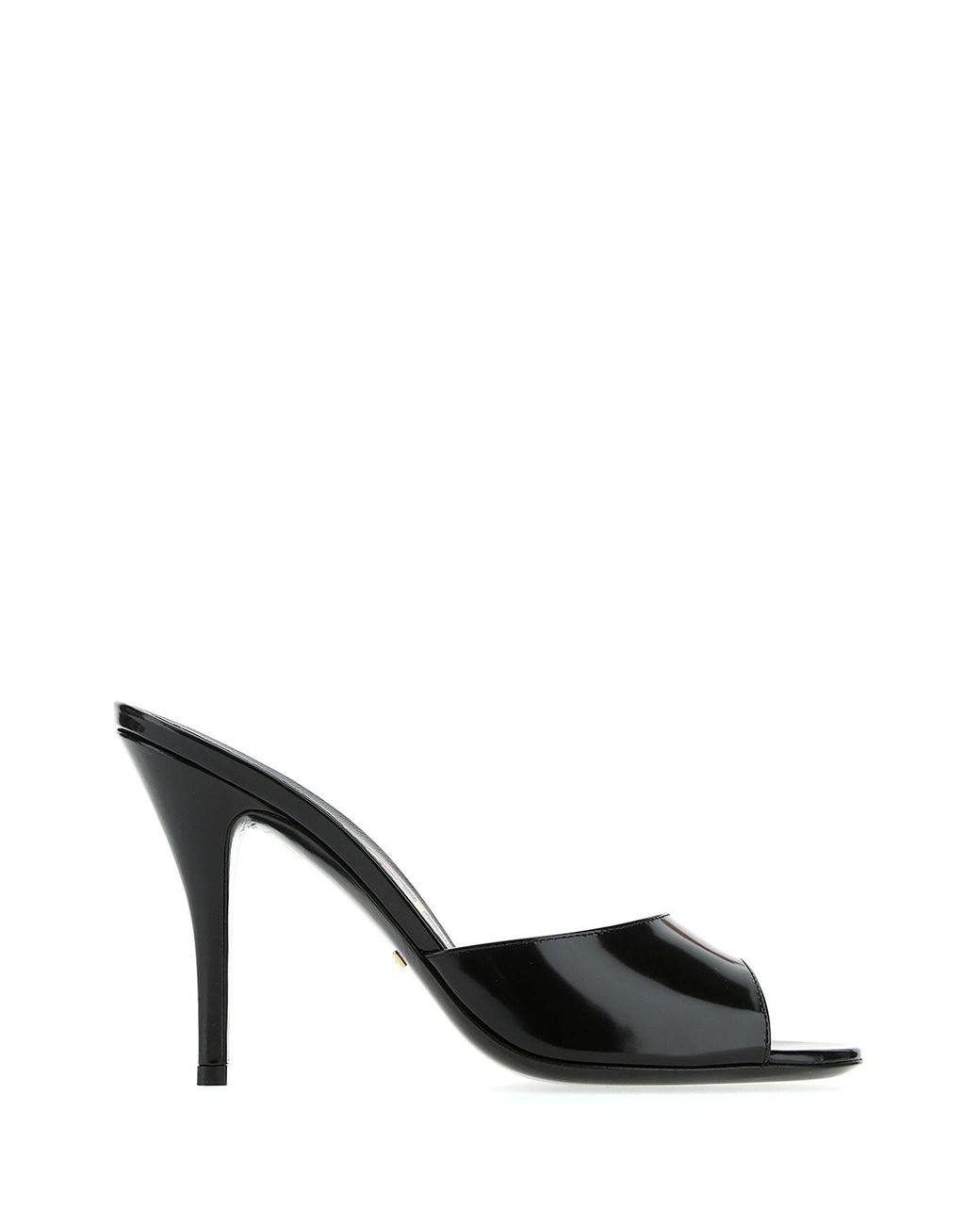 Gucci Peep Toe Heeled Mules in Black Lyst
