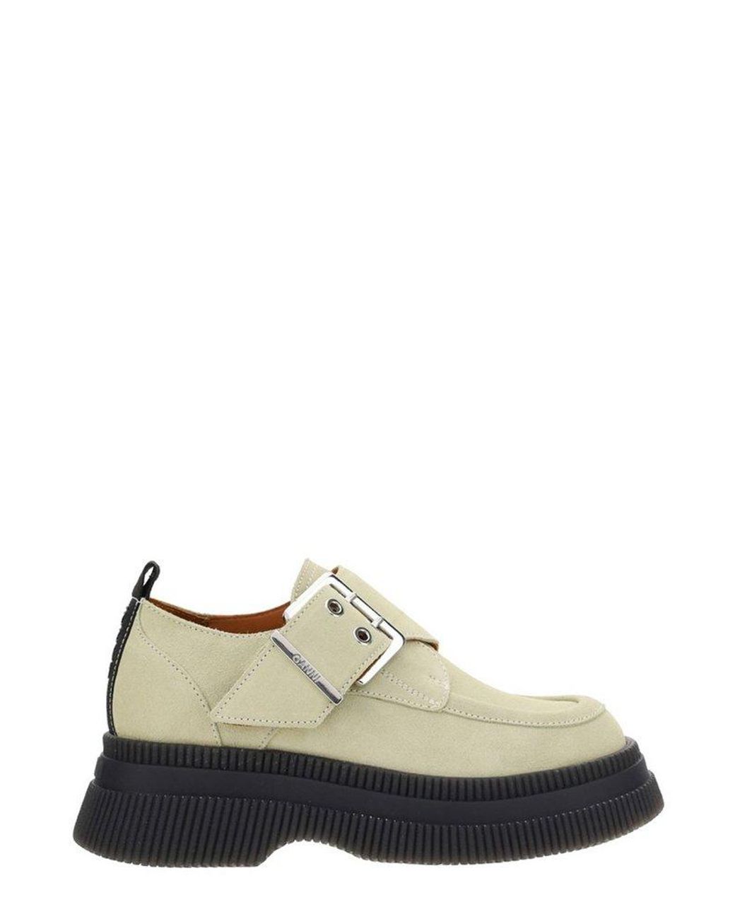 Ganni Monk Strap Creeper Loafers in Green Lyst