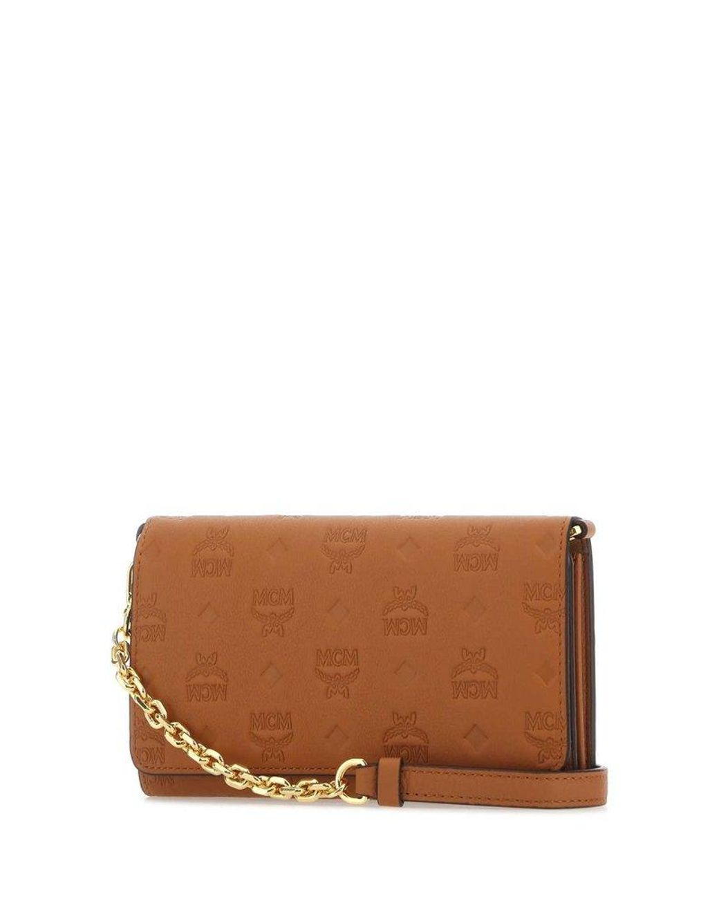[MCM]★Aren Embossed Monogram Leather Zipper Wallet Large Aren Chain Zip Around Wallet in Embossed Monogram