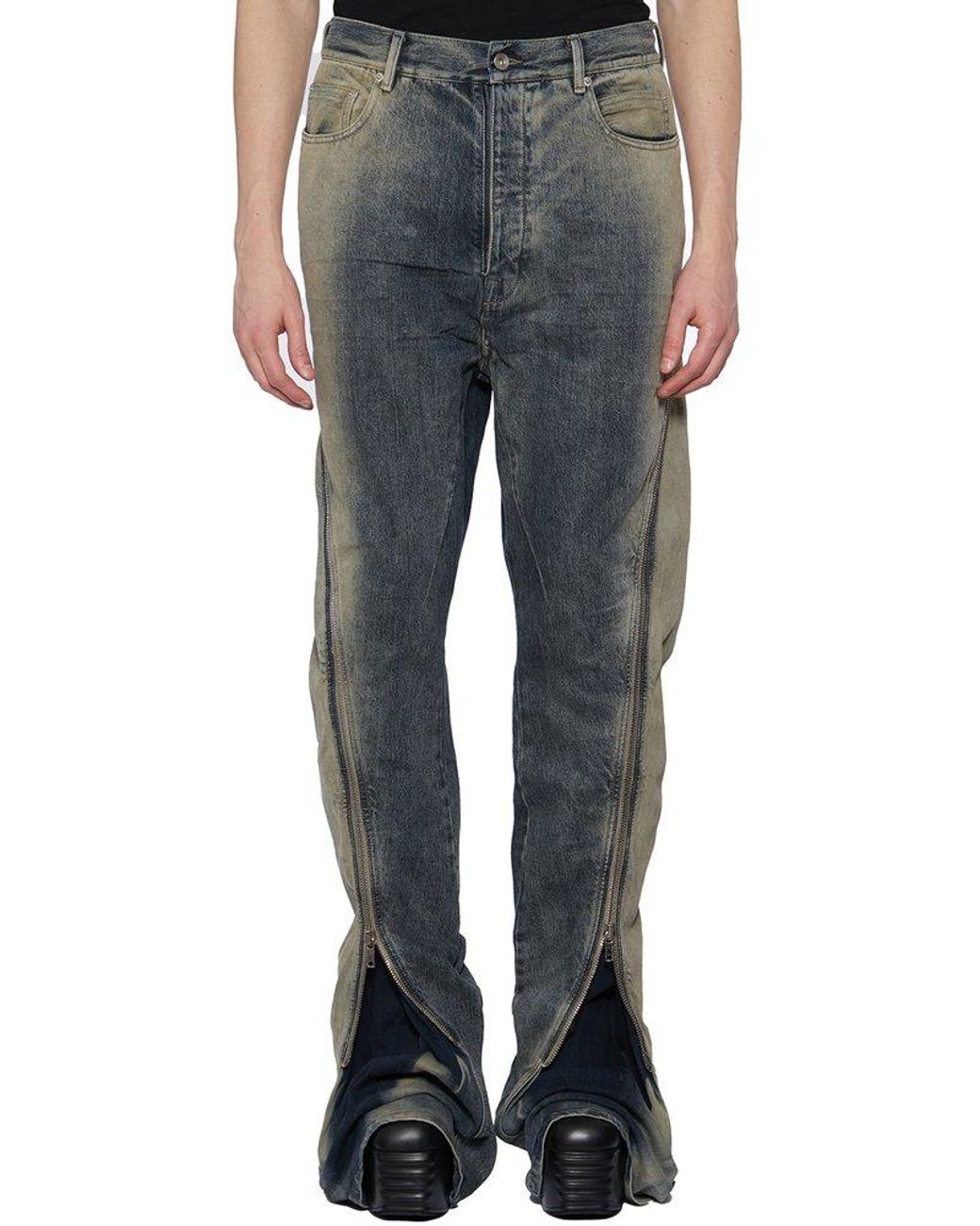 Rick Owens DRKSHDW Bolan Banana Zip-detailed Jeans in Gray for Men | Lyst