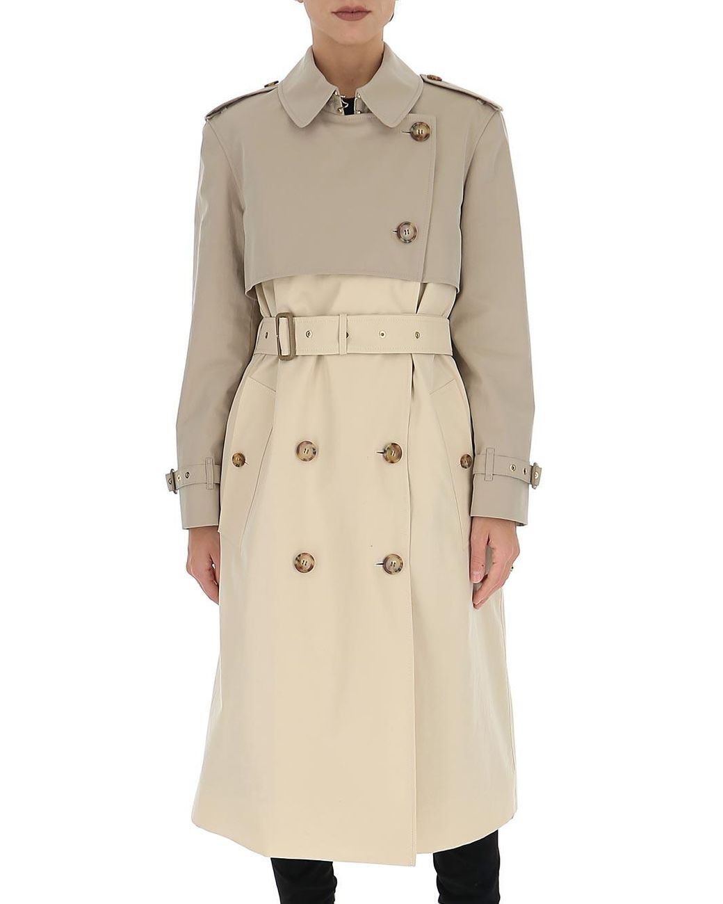 Burberry Cotton Reconstructed Two-tone Trench Coat in Natural - Lyst