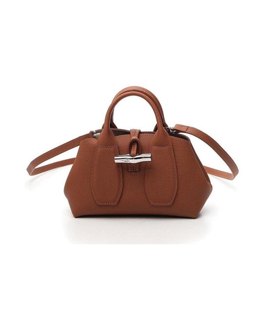 Longchamp Roseau Xs Top Handle Tote Bag in Brown | Lyst