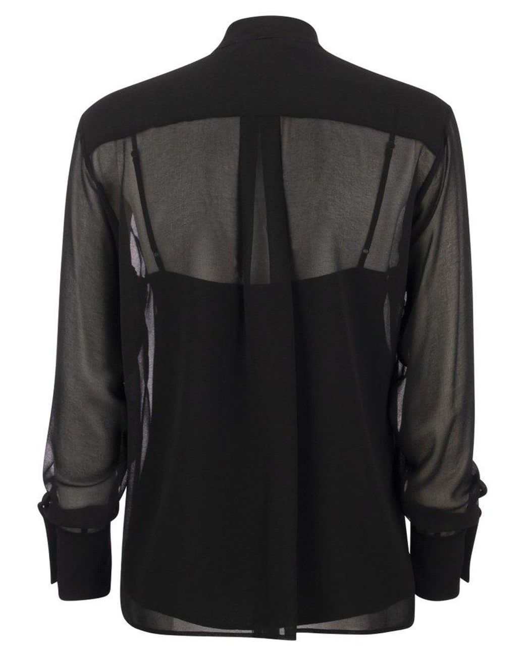 Max Mara Studio Bow Collar Blouse in Black | Lyst