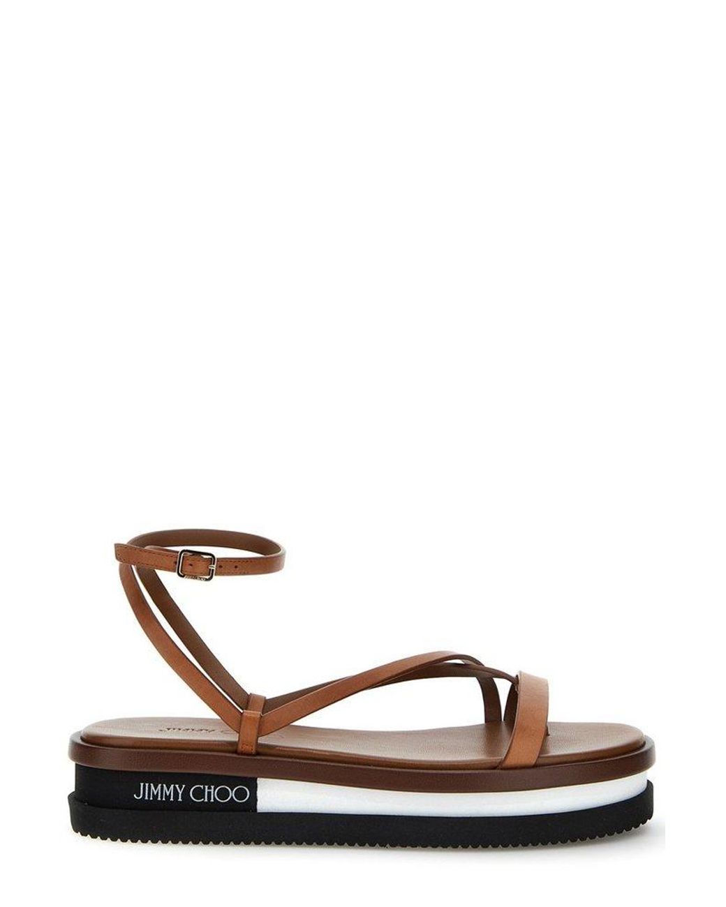 Jimmy Choo Jimmy Pine Flat Platform Sandals in Brown | Lyst