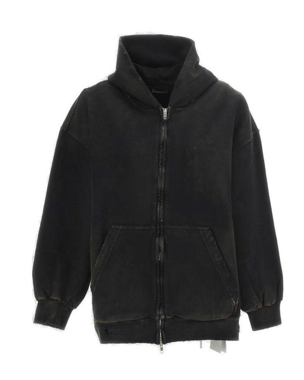 distressed Zip-Up Hoodie