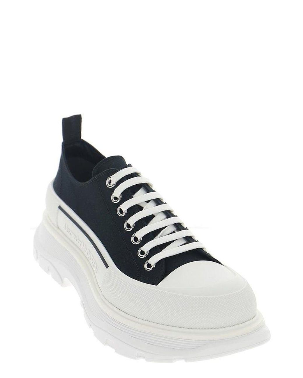 Alexander McQueen Tread Slick Cotton Sneakers in Black & White 
