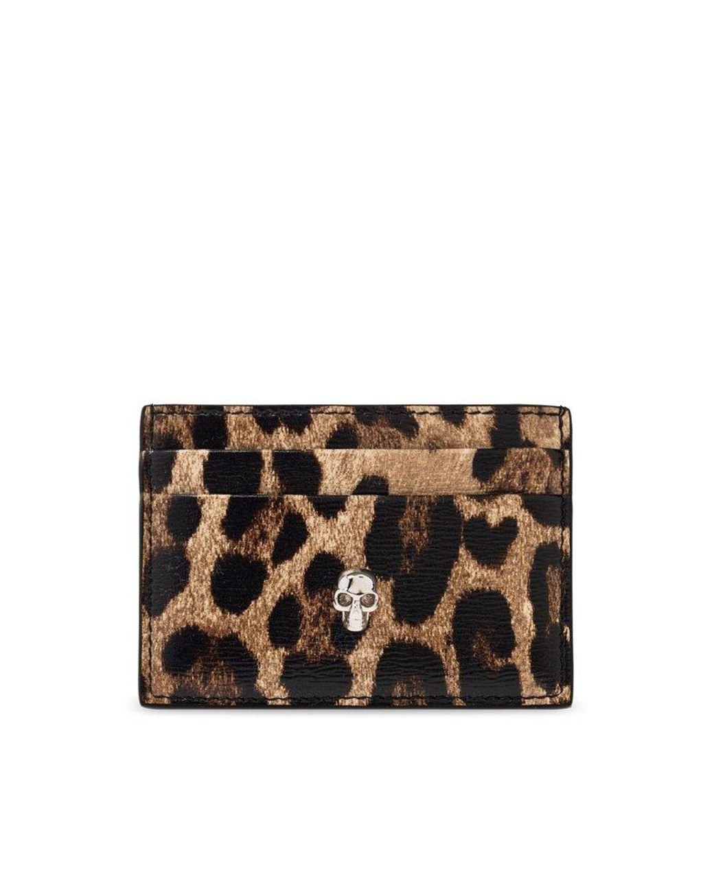 McQueen Leopard Print Card Case in Black | Lyst
