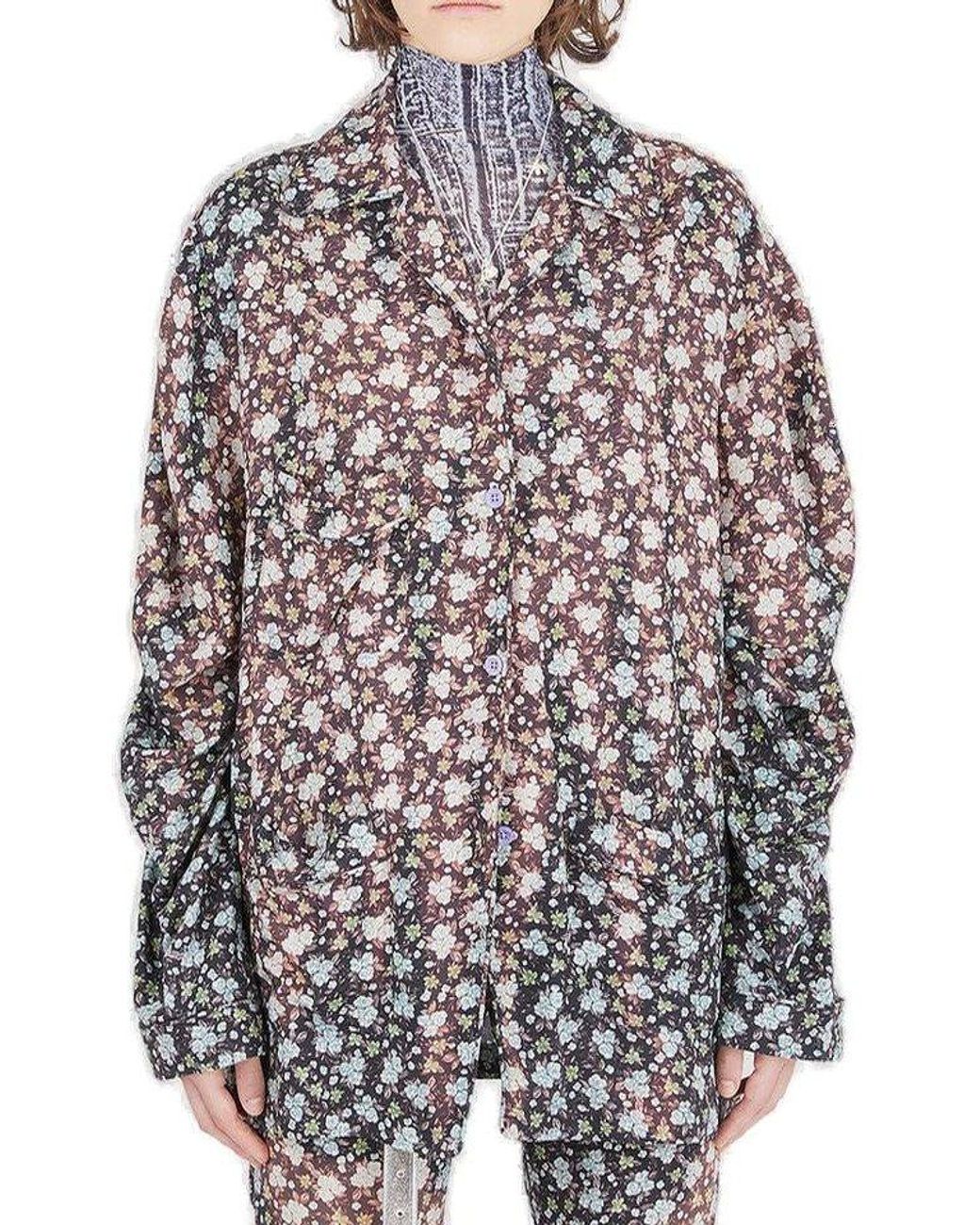 Acne Studios Allover Floral Print Oversized Shirt | Lyst