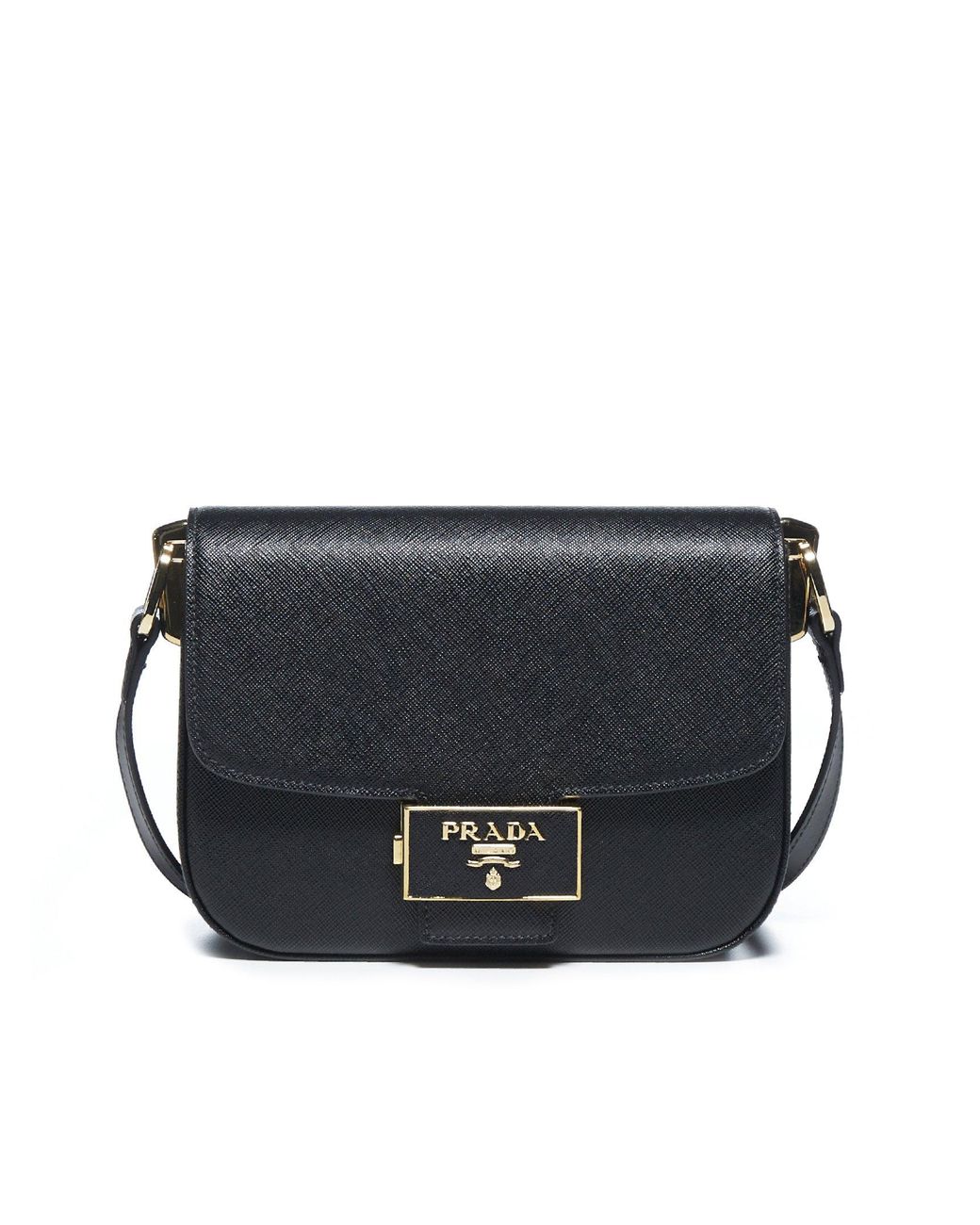 Prada Embleme Saffiano Leather Shoulder Bag in Black Lyst