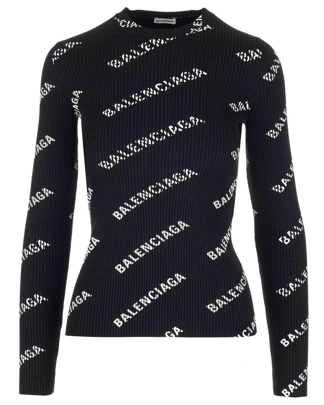 Balenciaga All Over Logo Long-sleeve Top in Black | Lyst
